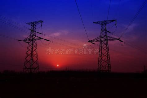 Electric Tower in the Evening Sky Stock Photo - Image of sunset, steel: 216160550