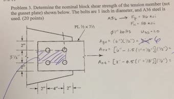 Solved Problem 3. Determine the nominal block shear strength | Chegg.com