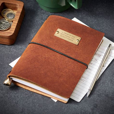 Personalised Leather Journal With Brass Plate By Man Gun Bear | notonthehighstreet.com