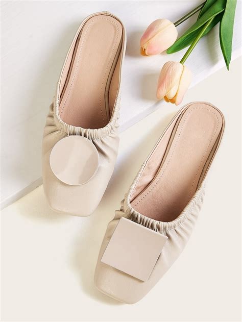 Asymmetrical Ruched Detail Flat Mules | Flat mules, Mules, Flat shoes women