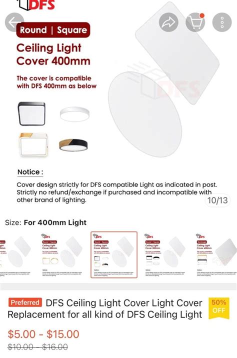 LED Ceiling Light Replacement Cover, Furniture & Home Living, Lighting & Fans, Lighting on Carousell