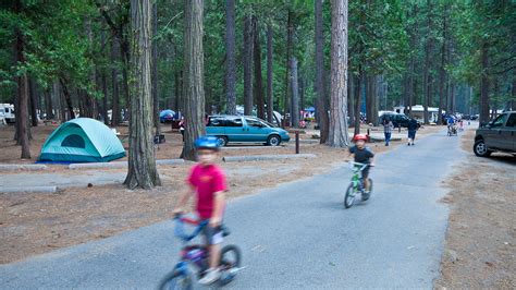 Kids bike in Yosemite's Upper Pines Campground - Yosemite National Park Trips