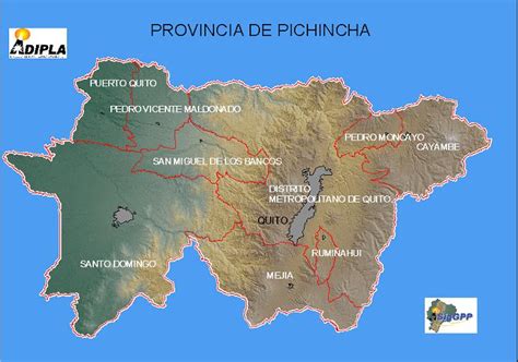 Physical map of Pichincha - Full size