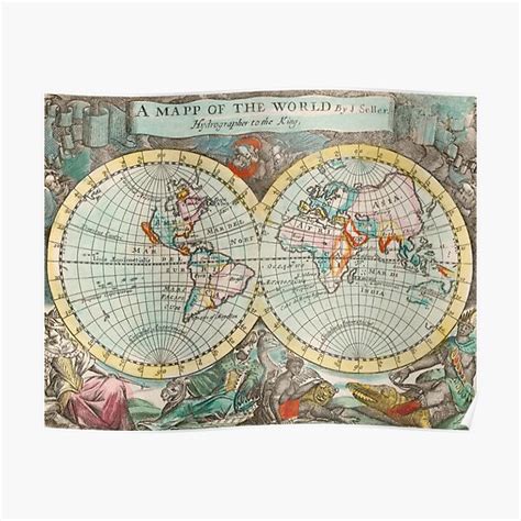 "17th Century Map of the World in Color" Poster for Sale by aleyna22 | Redbubble