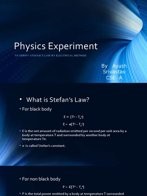 Physics Experiment On Stefan's Law. | PDF | Incandescent Light Bulb | Electrical Resistance And ...