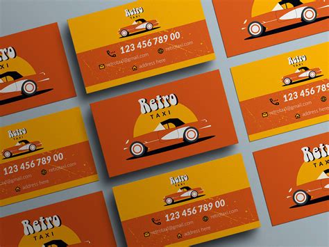 Business card design for Retro Taxi on Behance