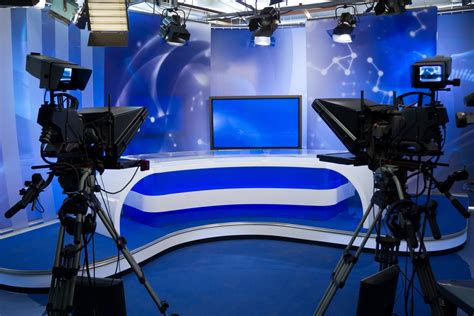 Tv,News,Studio,With,Camera,And,Lights