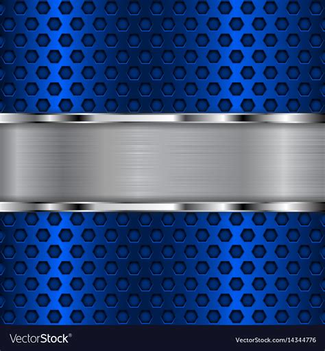 Blue metal perforated background with chrome shiny