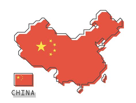 China map and flag. Modern simple line cartoon design. 2650158 Vector Art at Vecteezy