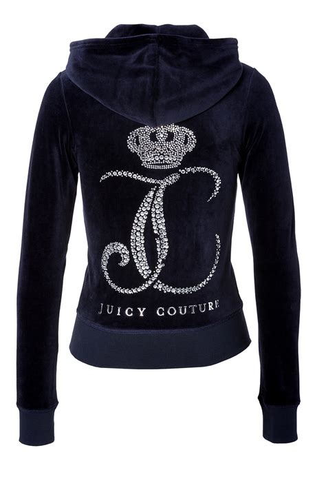 Juicy Couture Velour Ornate Monogram Hoodie in Blue - Lyst