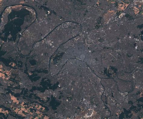 Satellite Map of Paris France, View from Space Stock Image - Image of ...