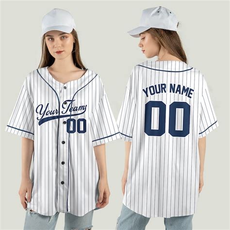 Custom Pinstripe Baseball Jersey, Personalize Basebal… - Gem