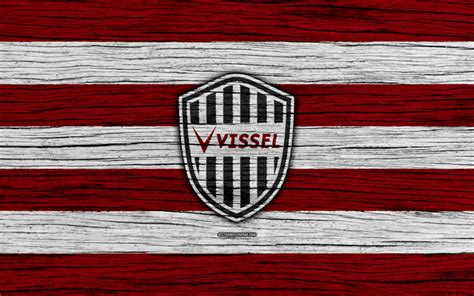 Download wallpapers Vissel Kobe, 4k, emblem, J-League, wooden texture ...