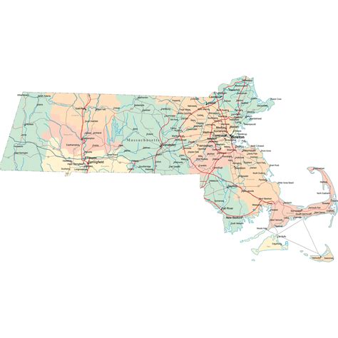 Massachusetts Road Map - MA Road Map - Massachusetts Highway Map