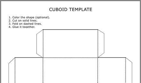 Cuboid Open Box Template