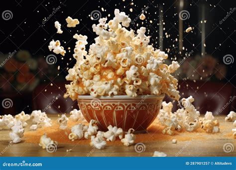 Popcorn Popping in Slow Motion, Mid-air Stock Illustration - Illustration of generative, slow ...