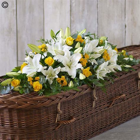 Lily and Rose Casket Spray Large Yellow - Sweeneys Florist