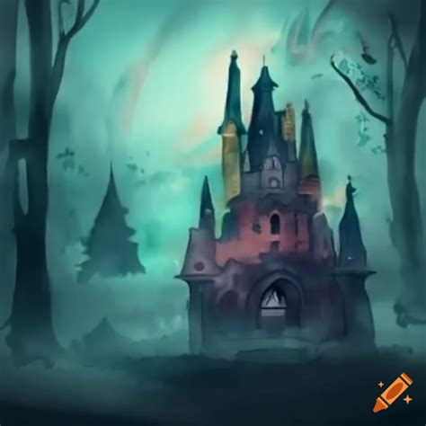 Mysterious game backdrop with towering castles