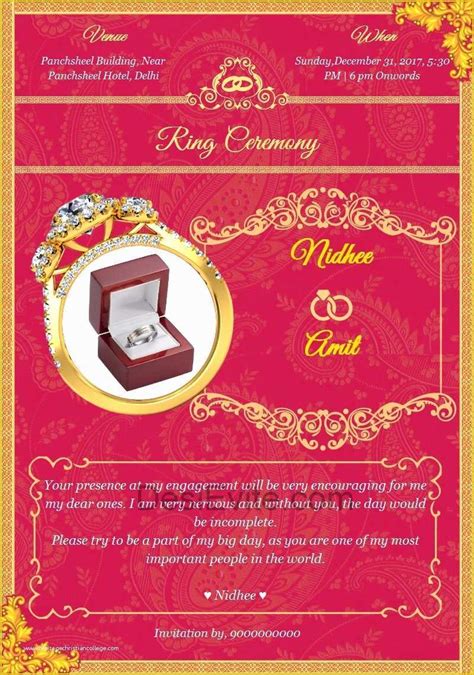 Indian Engagement Invitation Cards Templates Free Download Of Indian Engagement Invitation ...