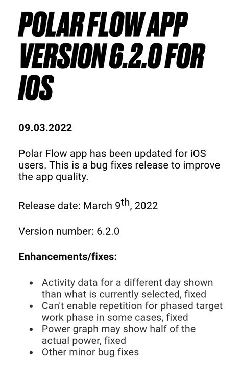 POLAR Flow App Version 6.2.0 for iOS : r/Polarfitness