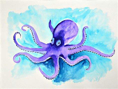 Octopus Watercolor Painting Under the Sea Original Wall Art - Etsy