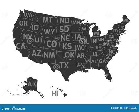 Map Of Usa With Abbreviations | World Map Gray