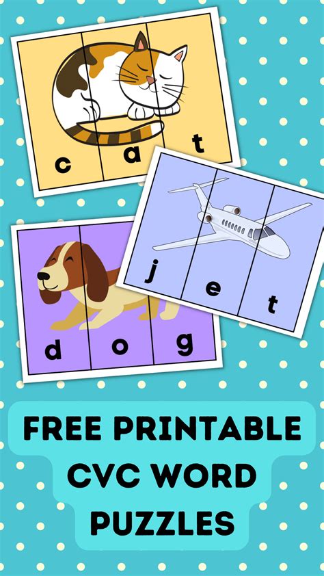 Free Printable CVC Word Puzzles - In The Playroom Early Reading ...