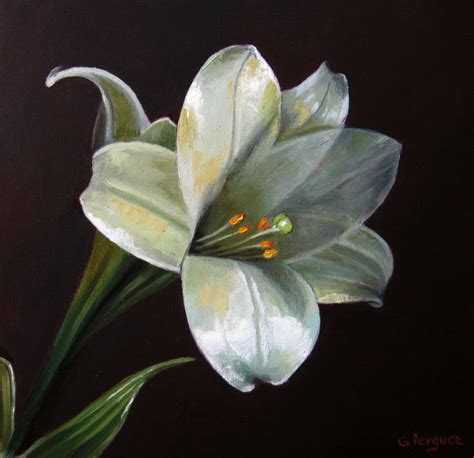 Lily Flower - Photo, Color, Painting, B, Painting by Gheorghe Iergucz | Artmajeur