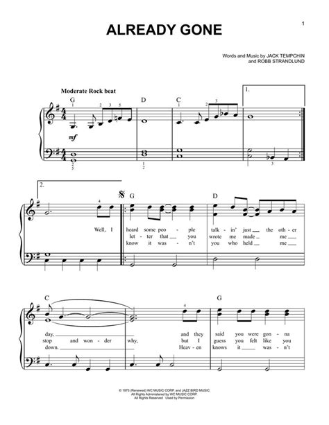 Eagles Already Gone Sheet Music Notes, Chords | Sheet music notes ...