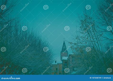 Old Factory Building in the Winter Retro Stock Image - Image of winter ...