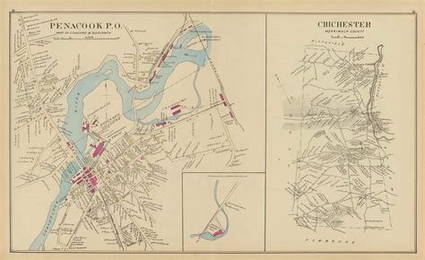 Chinchester Town, Penacook P.O., New Hampshire 1892 Old Town Map ...