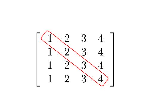 tikz pgf - highlighting diagonal of a square matrix - TeX - LaTeX Stack Exchange