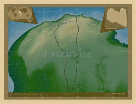 Al Jabal Al Akhdar, Libya. Physical. Labelled Points of Cities Stock ...