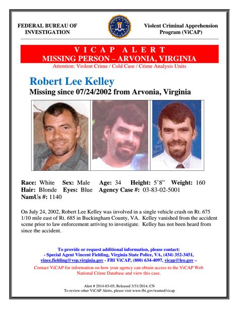 Kelley_robert ViCAP Arvonia VA 7 24 2002.pdf — FBI