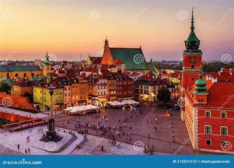 Nightlife In Warsaw, Poland, People At The Palace Square Royalty-Free Stock Image ...