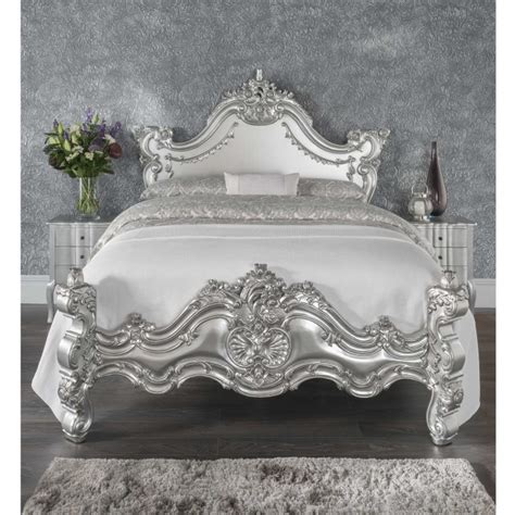 Silver Antique French Style Bed | Silver Shabby Chic Beds Online