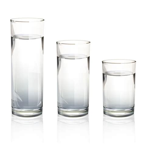 Set of realistic water glasses with different sizes. Vector design ...