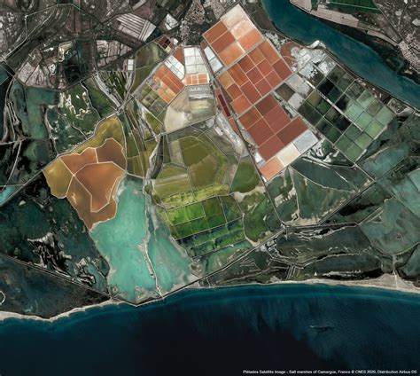 Salt marshes of Camargue high quality satellite image | Pléiade