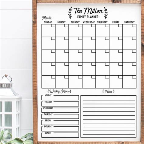 Whiteboard Calendar FRAMED Customizable Vertical Dry-erase - Etsy