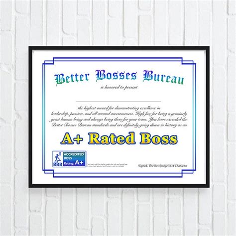 Funny Bosses Day Gift Best Boss Award Certificate Boss's - Etsy