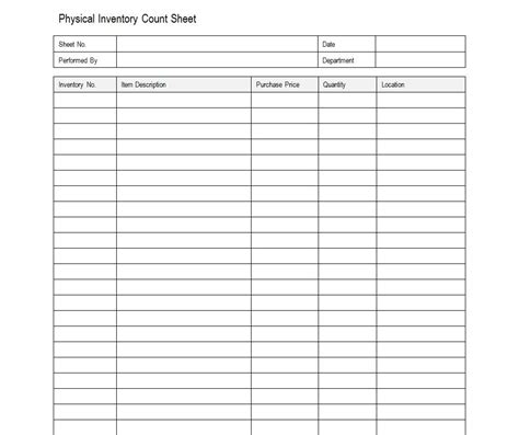 Sample Inventory Sheet | Sample Inventory Sheets