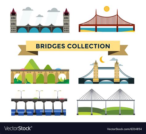 Bridge silhouette set Royalty Free Vector Image