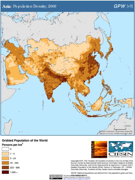 Central Asia Population Density Map