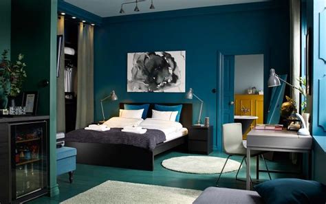 abstract painting teal blue green bedroom | Interior Design Ideas