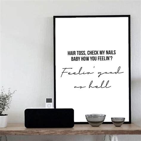 Good as hell Lizzo Print Musician Gift Idea Song Lyric Typography Poster Hip Hop Music Wall Art ...