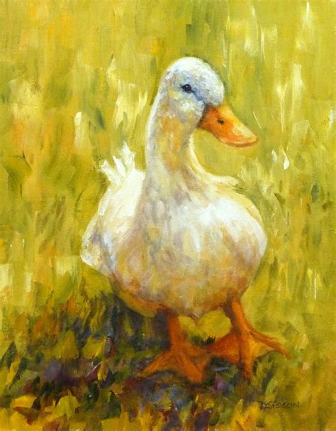 Daily Painting Projects: Sunny Side Duck Oil Painting Farm Animal Art Pet Portrait