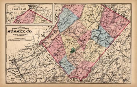 Topographical Map of Sussex Co. New Jersey - Art Source International