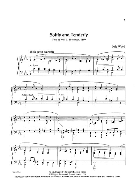 Softly and Tenderly" Sheet Music for Piano Solo - Sheet Music Now