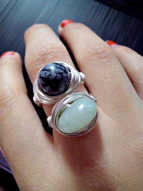 Wire Wrapped Silver Gemstone Ring Gemstone Ring Stone Ring