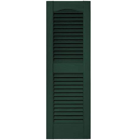 Builders Edge 12 in. x 36 in. Louvered Vinyl Exterior Shutters Pair #122 Midnight Green ...